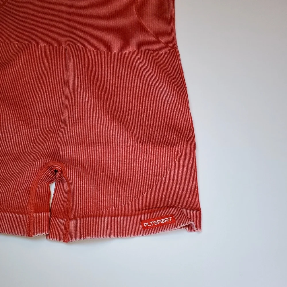NWT PrettyLittleThing Red Acid Wash Seamless Gym Unitard Sz XXL
